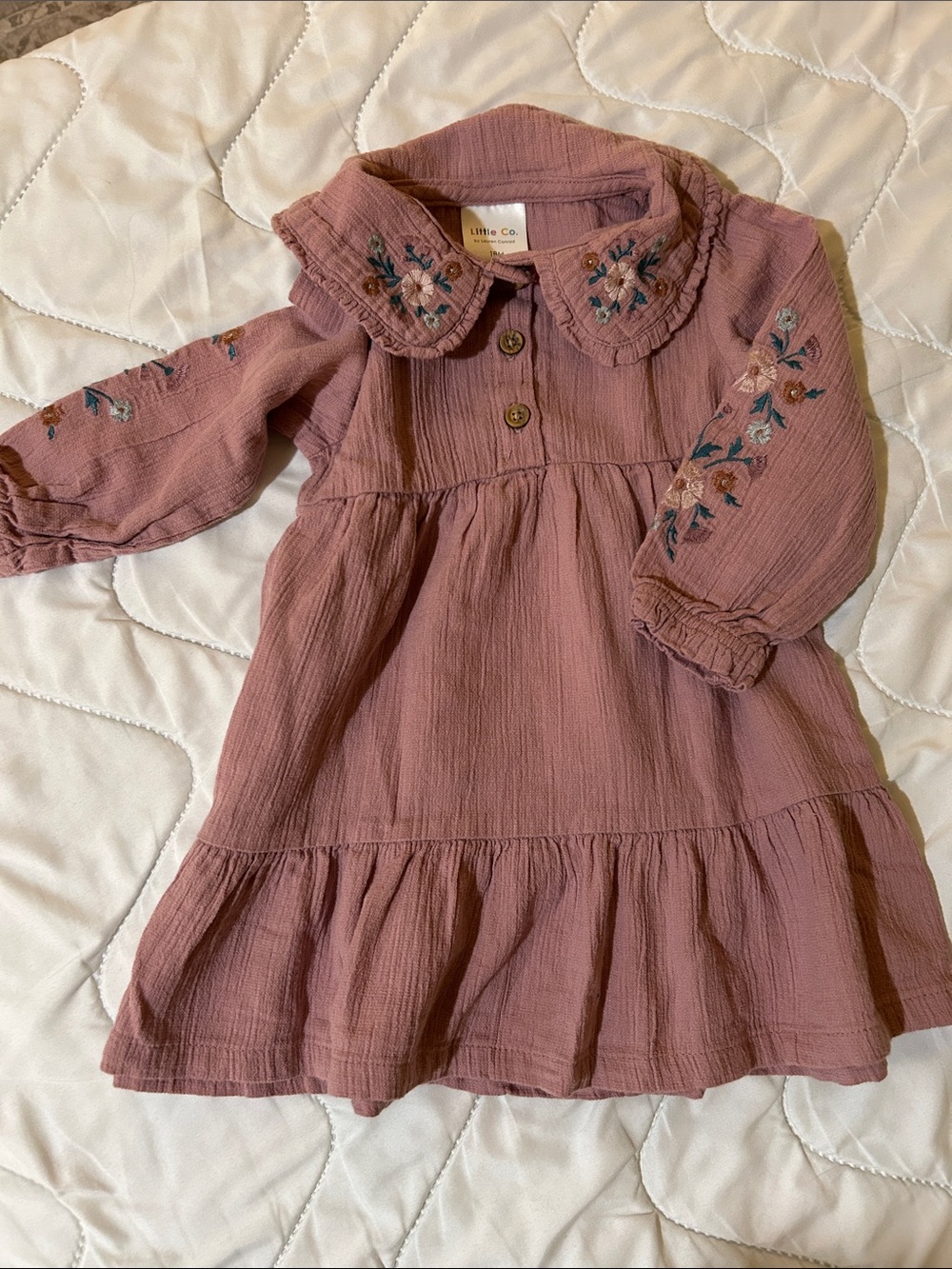 Organic Little Co. Lauren Conrad Mauve  Embroidered Dress for Girls